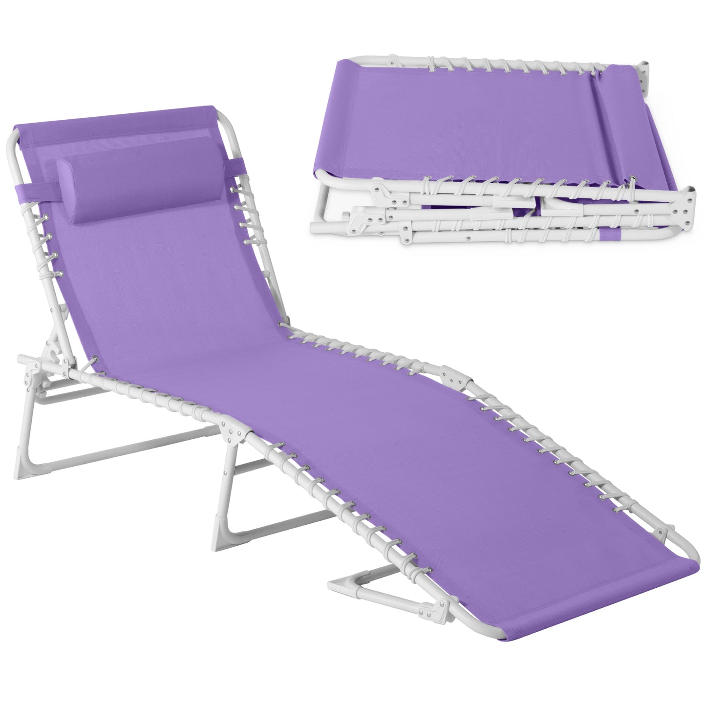 Portable Patio Chaise Lounge Chair Outdoor Recliner with Pillow designed for patio and backyard use