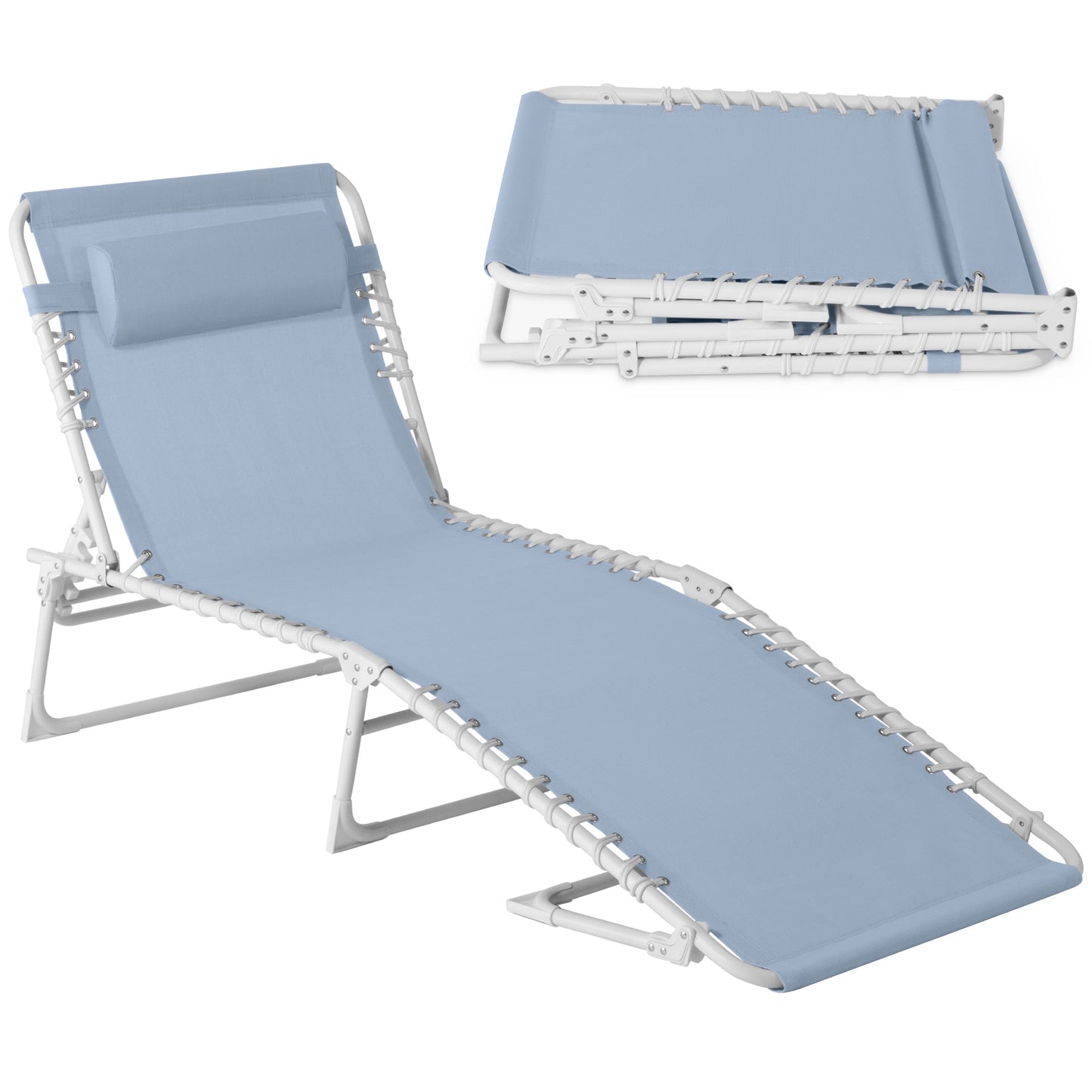 Portable Patio Chaise Lounge Chair Outdoor Recliner with Pillow designed for patio and backyard use