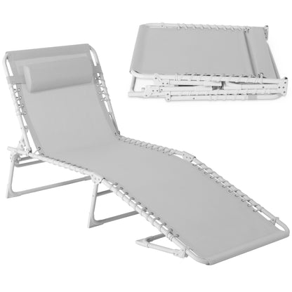 Portable Patio Chaise Lounge Chair Outdoor Recliner with Pillow designed for patio and backyard use