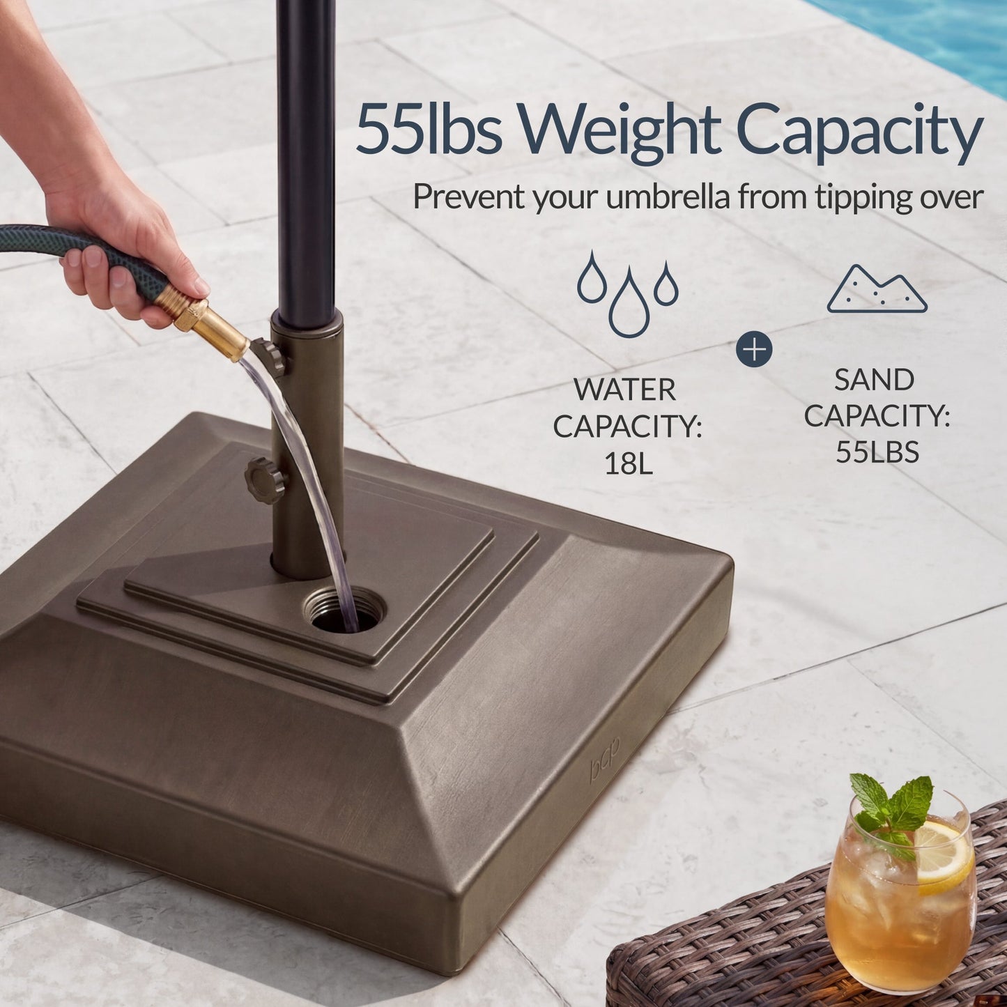 Plastic Patio Umbrella Base Pole Holder Accessory with Adjustable Knob for outdoor comfort and convenience