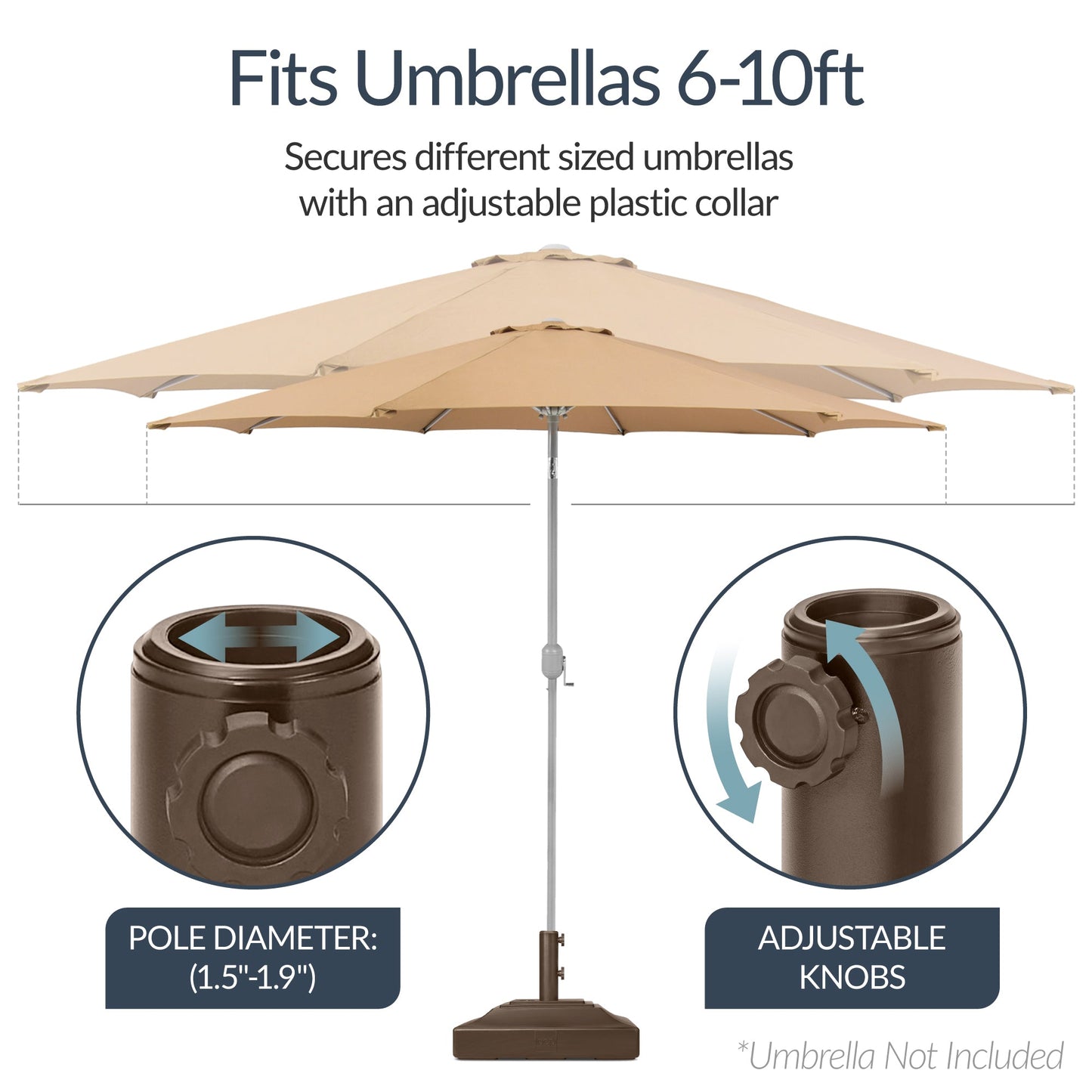 Plastic Patio Umbrella Base Pole Holder Accessory with Adjustable Knob for outdoor comfort and convenience