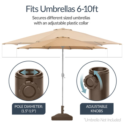 Plastic Patio Umbrella Base Pole Holder Accessory with Adjustable Knob for outdoor comfort and convenience