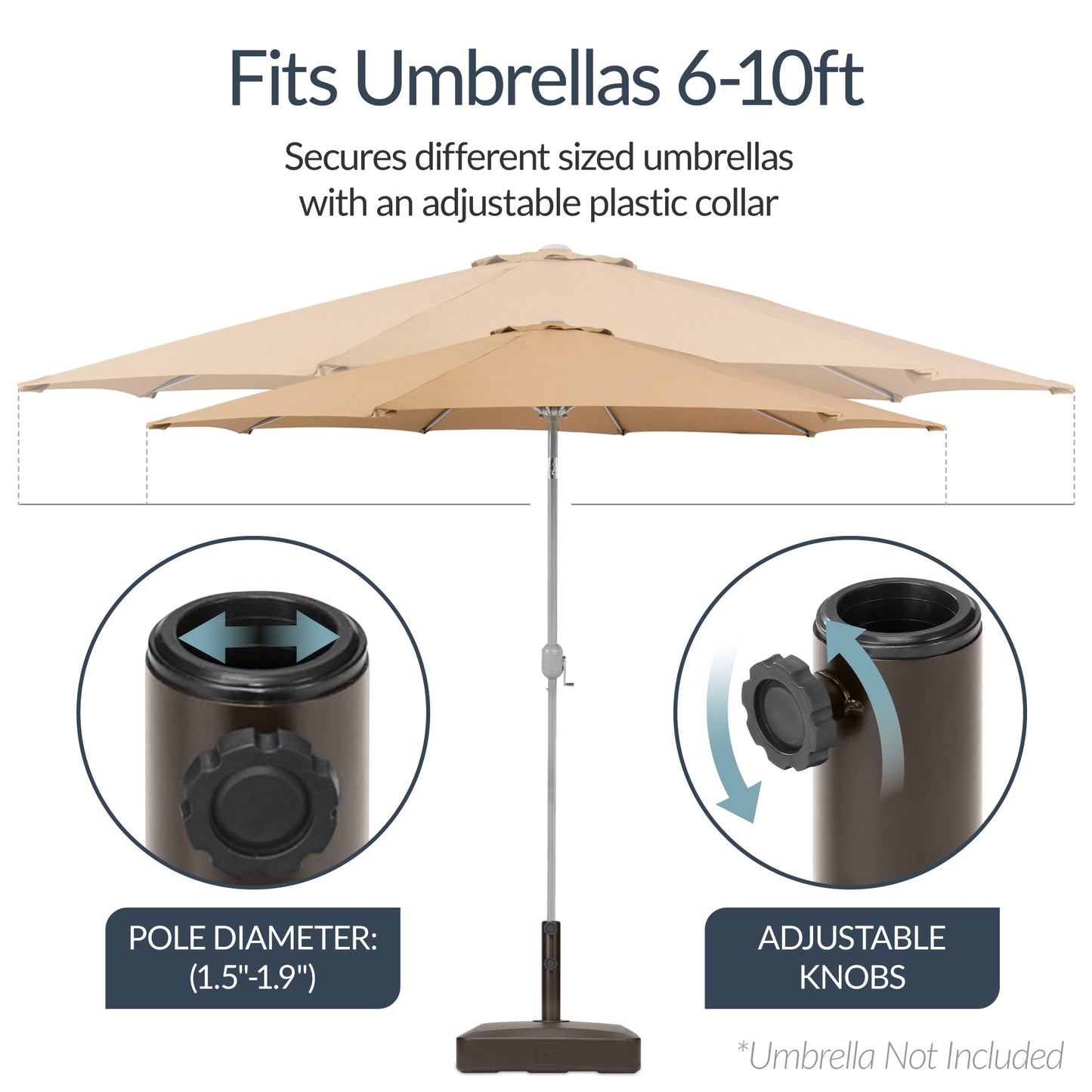 Plastic Patio Umbrella Base Pole Holder Accessory with Adjustable Knob with practical outdoor-ready details