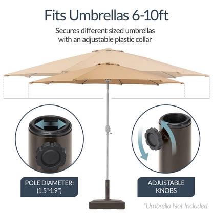 Plastic Patio Umbrella Base Pole Holder Accessory with Adjustable Knob with practical outdoor-ready details