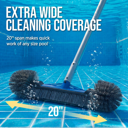 Pool Cleaning Starter KitPool Brush Skimmer Net and 9 ft Aluminum Pole with useful details for patio, backyard, and outdoor living