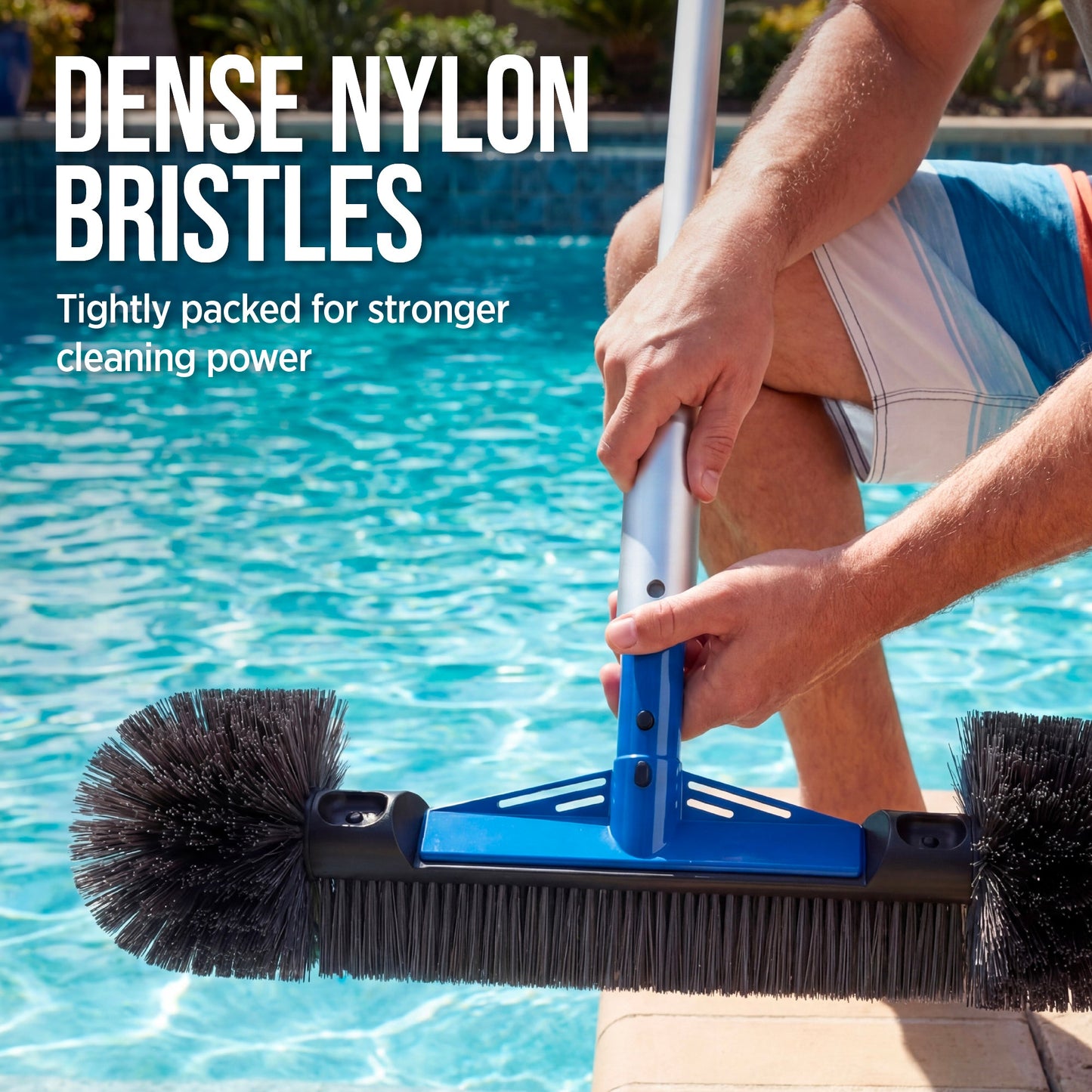 Pool Cleaning Starter KitPool Brush Skimmer Net and 9 ft Aluminum Pole with useful details for patio, backyard, and outdoor living