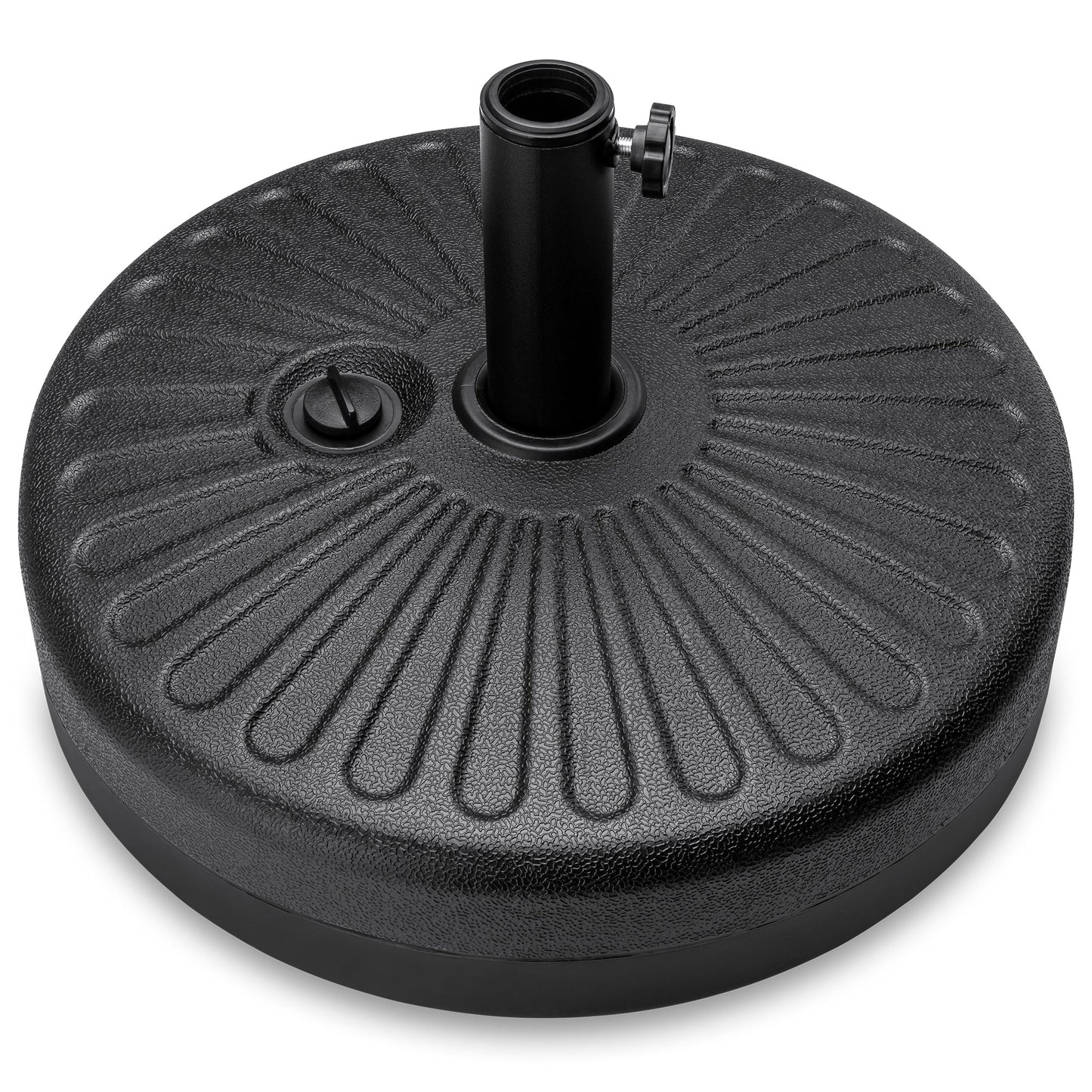 Plastic Patio Umbrella Base Pole Holder Accessory with Adjustable Knob designed for patio and backyard use