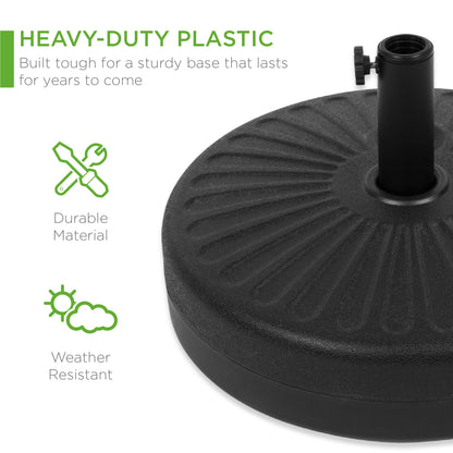 Plastic Patio Umbrella Base Pole Holder Accessory with Adjustable Knob designed for patio and backyard use