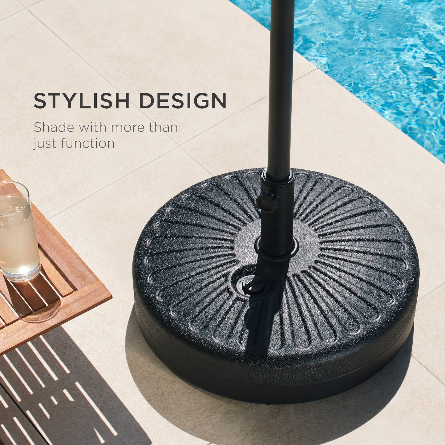 Plastic Patio Umbrella Base Pole Holder Accessory with Adjustable Knob designed for patio and backyard use
