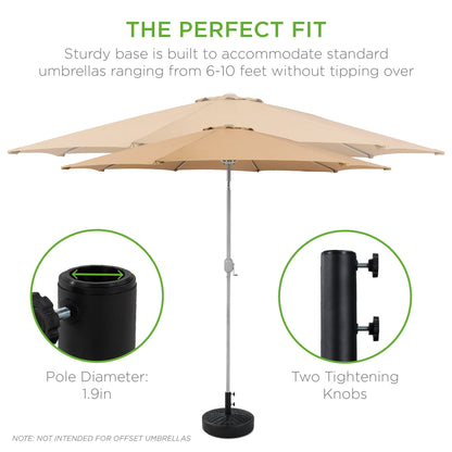 Plastic Patio Umbrella Base Pole Holder Accessory with 2 Adjustable Knobs designed for patio and backyard use