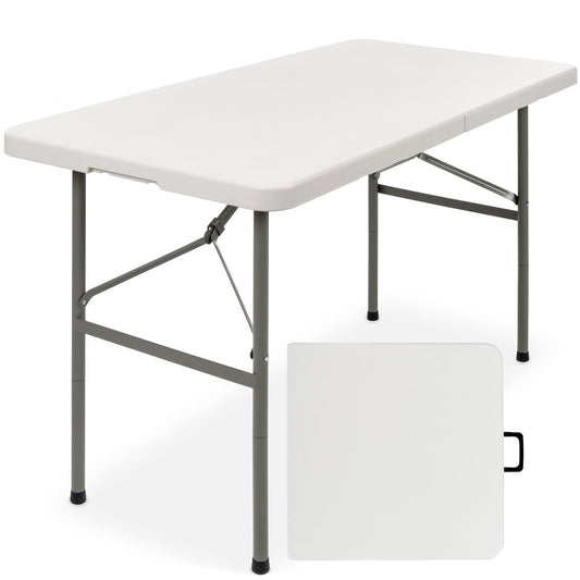 Portable Folding Plastic Dining Table with Handle Lock - 4ft for comfortable home living