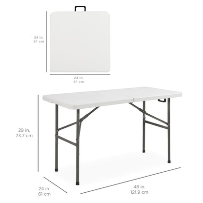Portable Folding Plastic Dining Table with Handle Lock - 4ft for comfortable home living