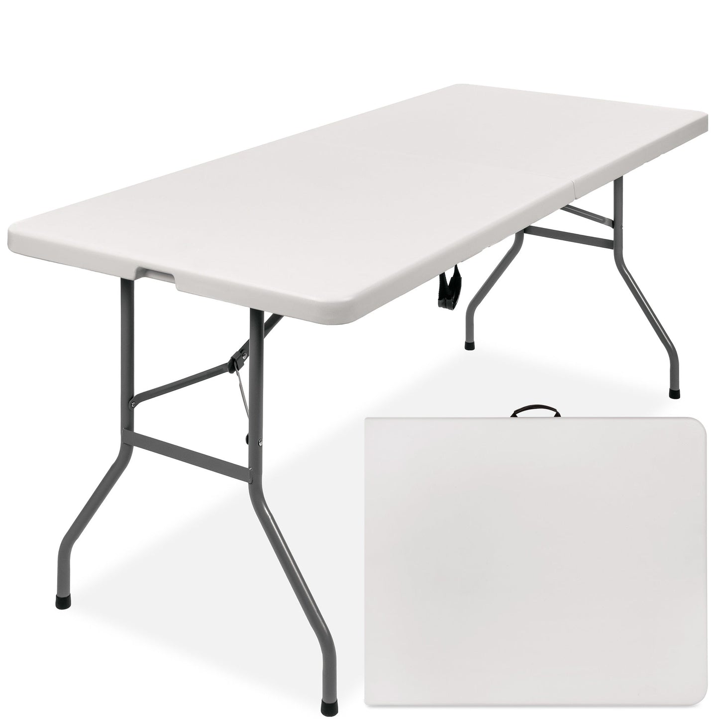 Portable Folding Plastic Dining Table with Handle Lock - 6ft with practical style for home spaces