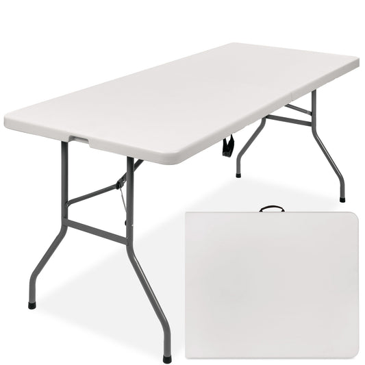Portable Folding Plastic Dining Table with Handle Lock - 6ft with practical style for home spaces