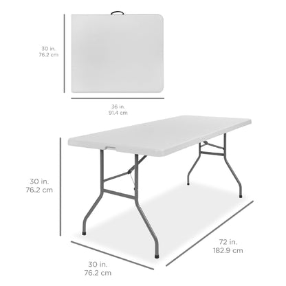 Portable Folding Plastic Dining Table with Handle Lock - 6ft with practical style for home spaces