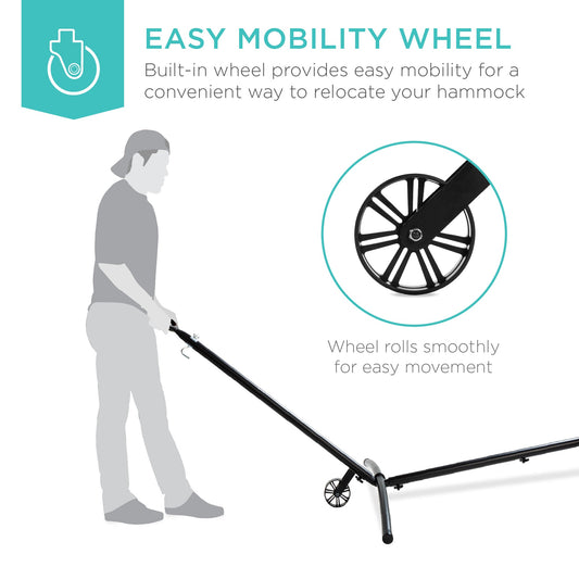 Portable Heavy-Duty Steel Hammock Stand with Built-In Wheel Case - 9ft for comfortable home living
