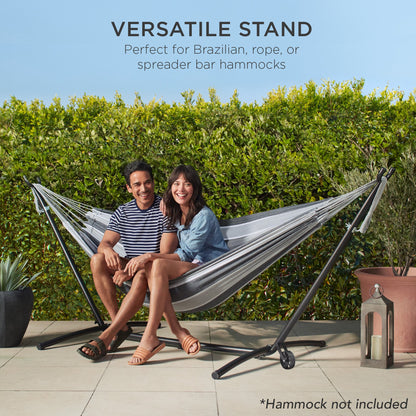 Portable Heavy-Duty Steel Hammock Stand with Built-In Wheel Case - 9ft for comfortable home living