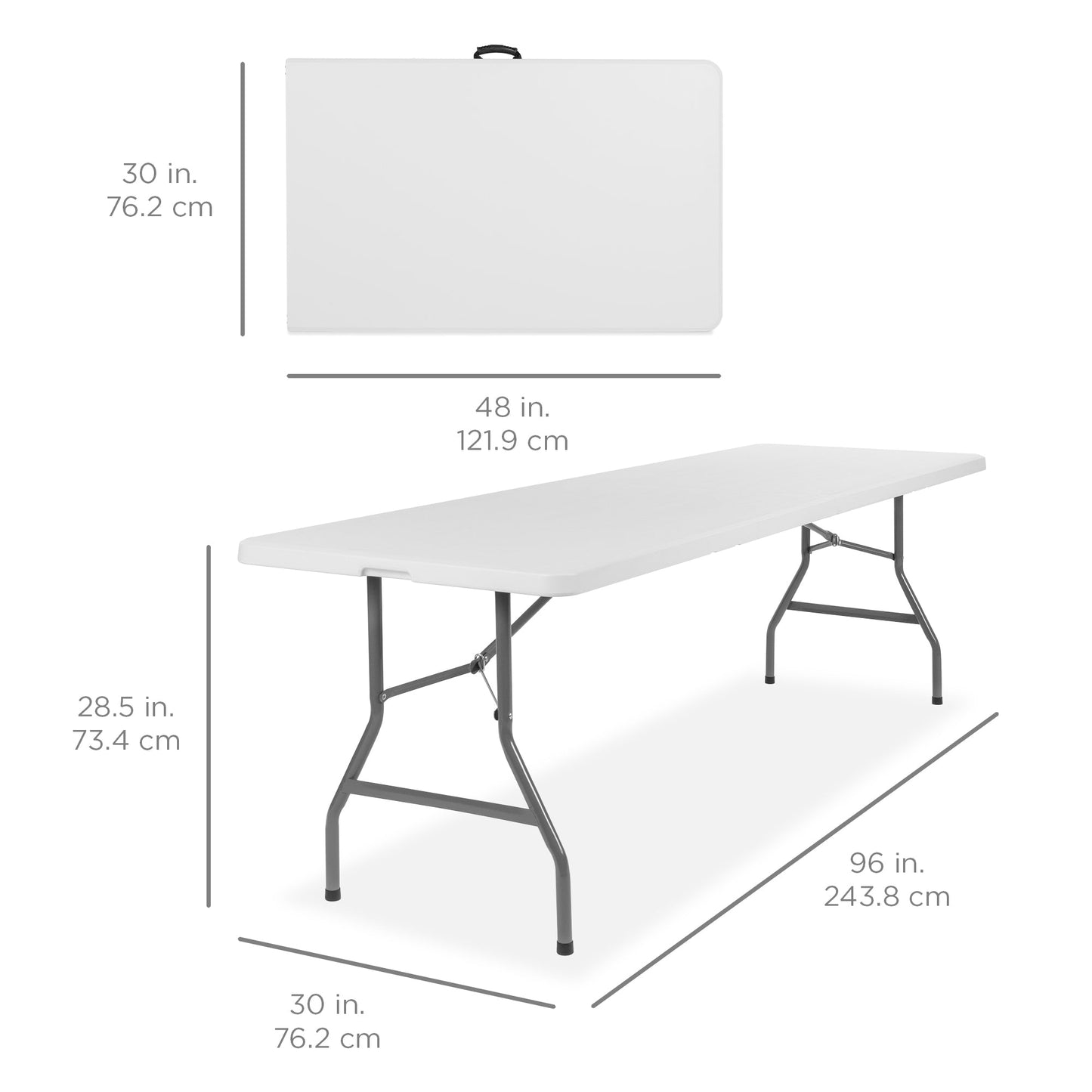 Portable Folding Plastic Dining Table with Handle Lock - 8ft designed for everyday comfort and storage