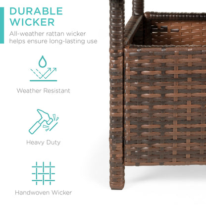 Outdoor Wicker Patio Side Table Accent Furniture with Umbrella Hole with practical outdoor-ready details