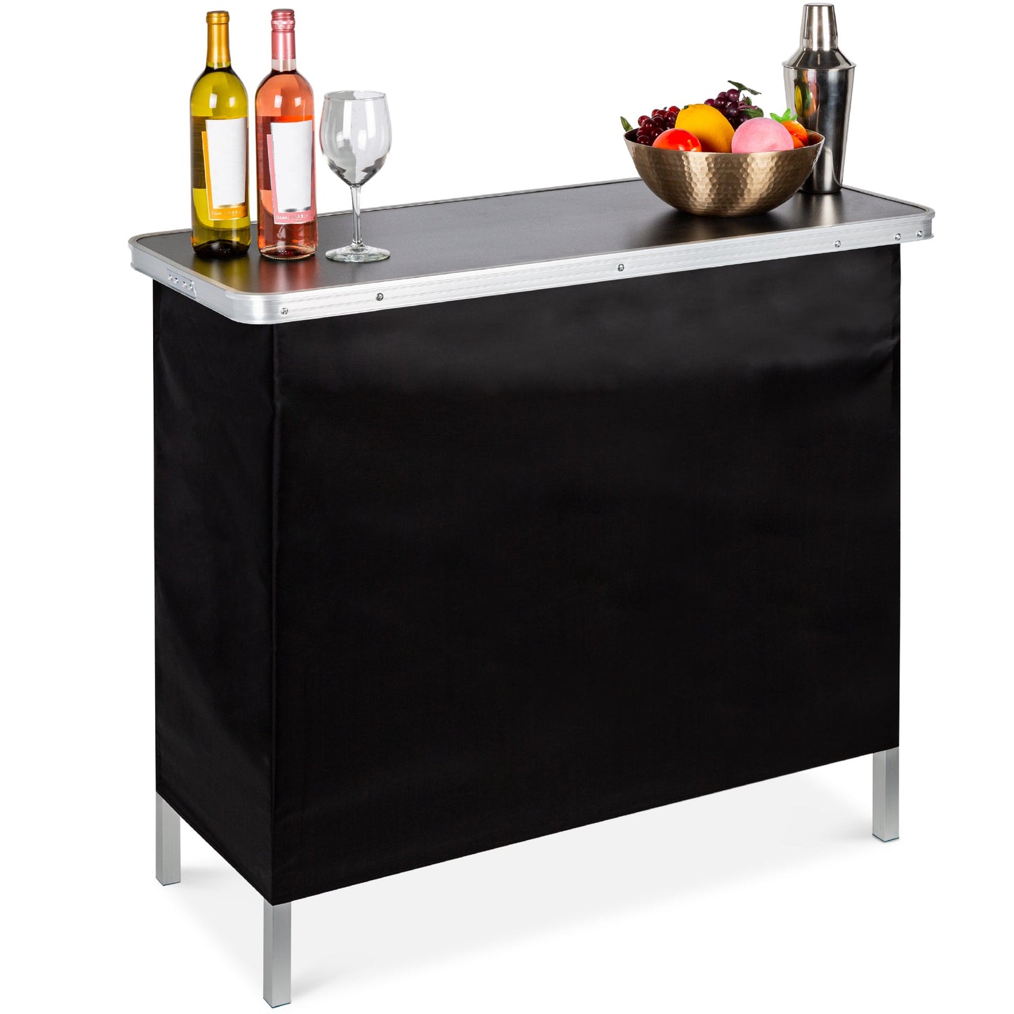 Portable Pop-Up Bar Table with Carrying Case Removable Skirt for comfortable home living
