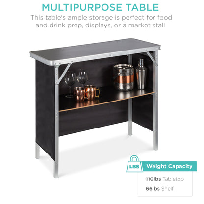 Portable Pop-Up Bar Table with Carrying Case Removable Skirt for comfortable home living