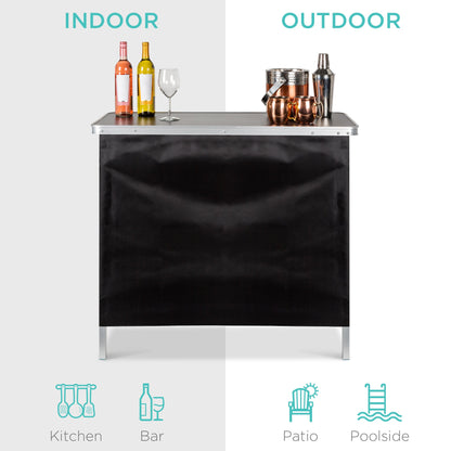 Portable Pop-Up Bar Table with Carrying Case Removable Skirt for comfortable home living