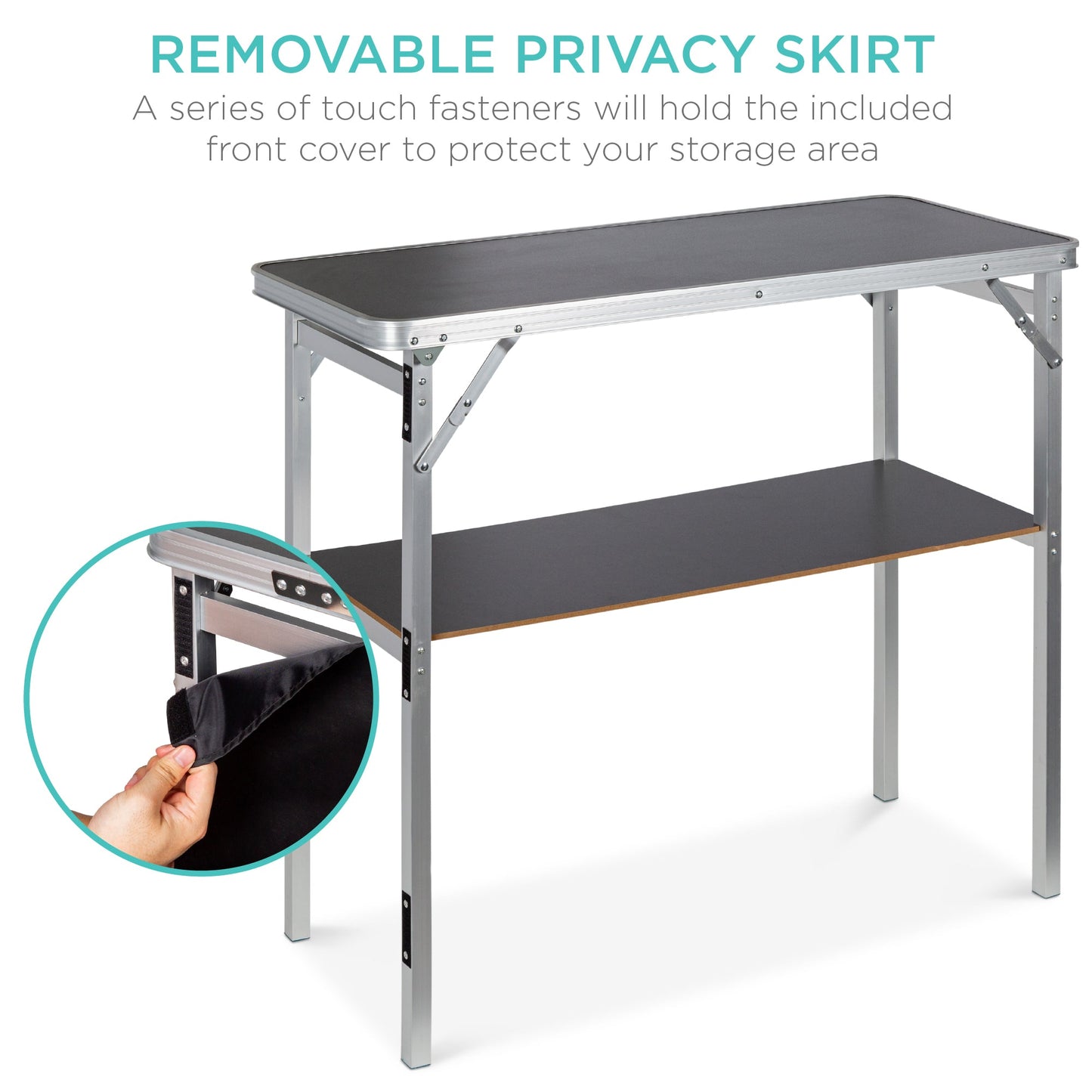 Portable Pop-Up Bar Table with Carrying Case Removable Skirt for comfortable home living