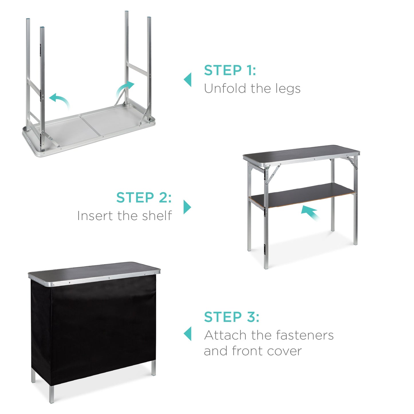 Portable Pop-Up Bar Table with Carrying Case Removable Skirt for comfortable home living