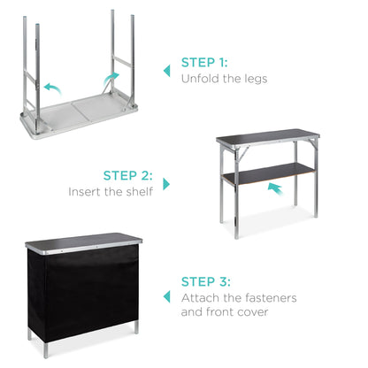 Portable Pop-Up Bar Table with Carrying Case Removable Skirt for comfortable home living