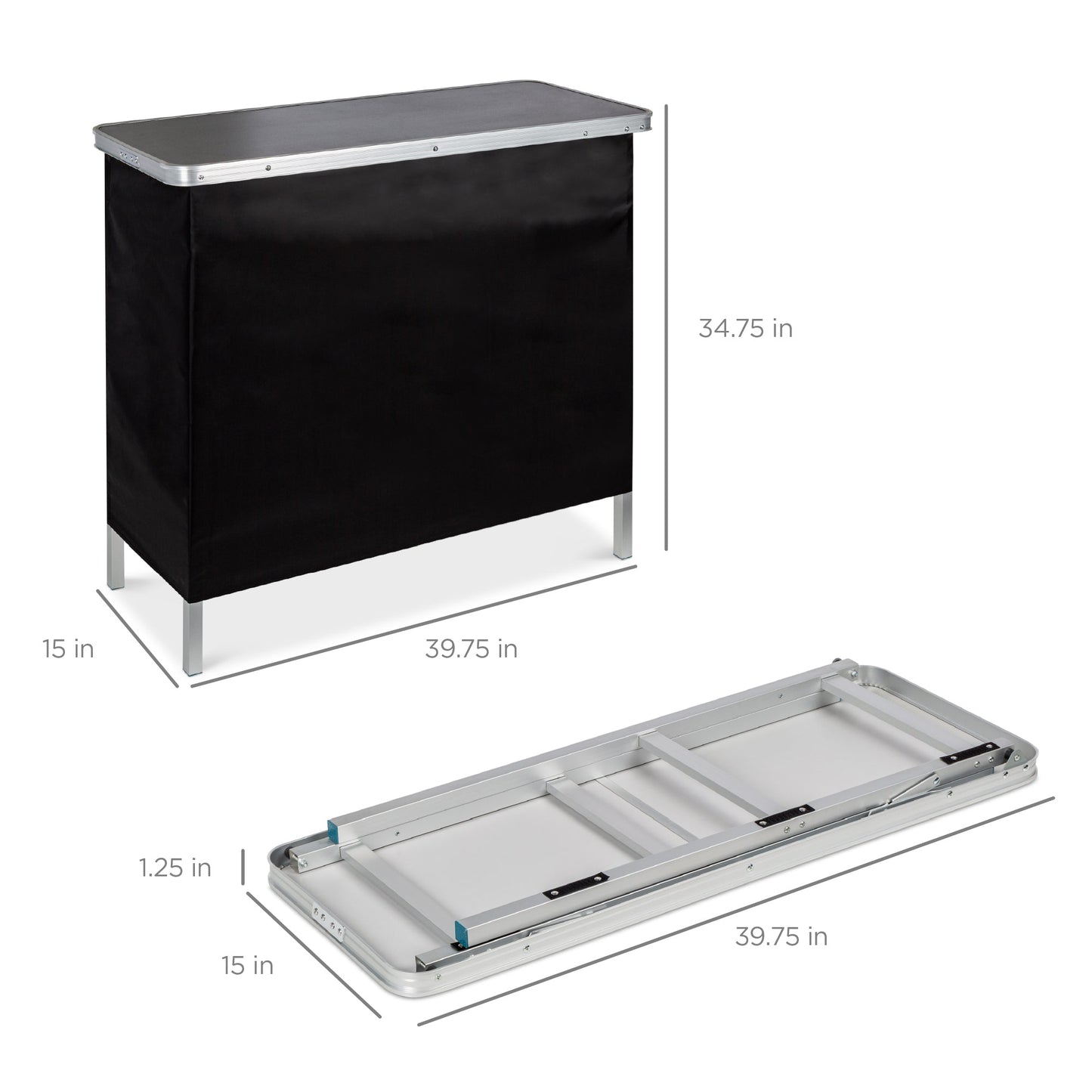 Portable Pop-Up Bar Table with Carrying Case Removable Skirt for comfortable home living