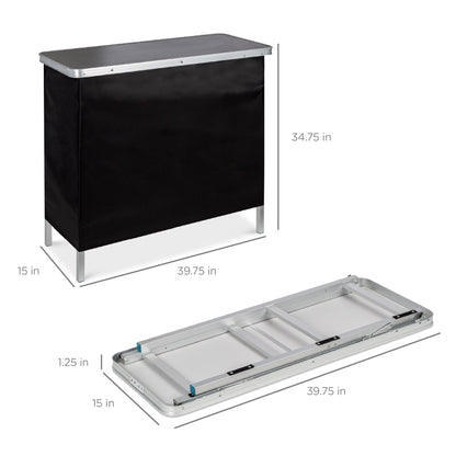 Portable Pop-Up Bar Table with Carrying Case Removable Skirt for comfortable home living