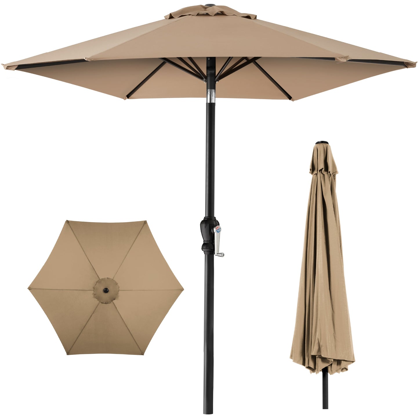 Outdoor Steel Market Patio Umbrella Decoration with Tilt Crank Lift - 10ft with practical outdoor-ready details