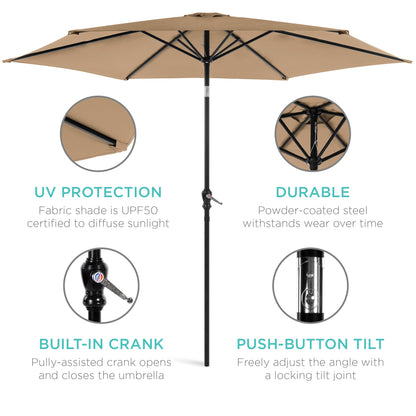 Outdoor Steel Market Patio Umbrella Decoration with Tilt Crank Lift - 10ft with practical outdoor-ready details