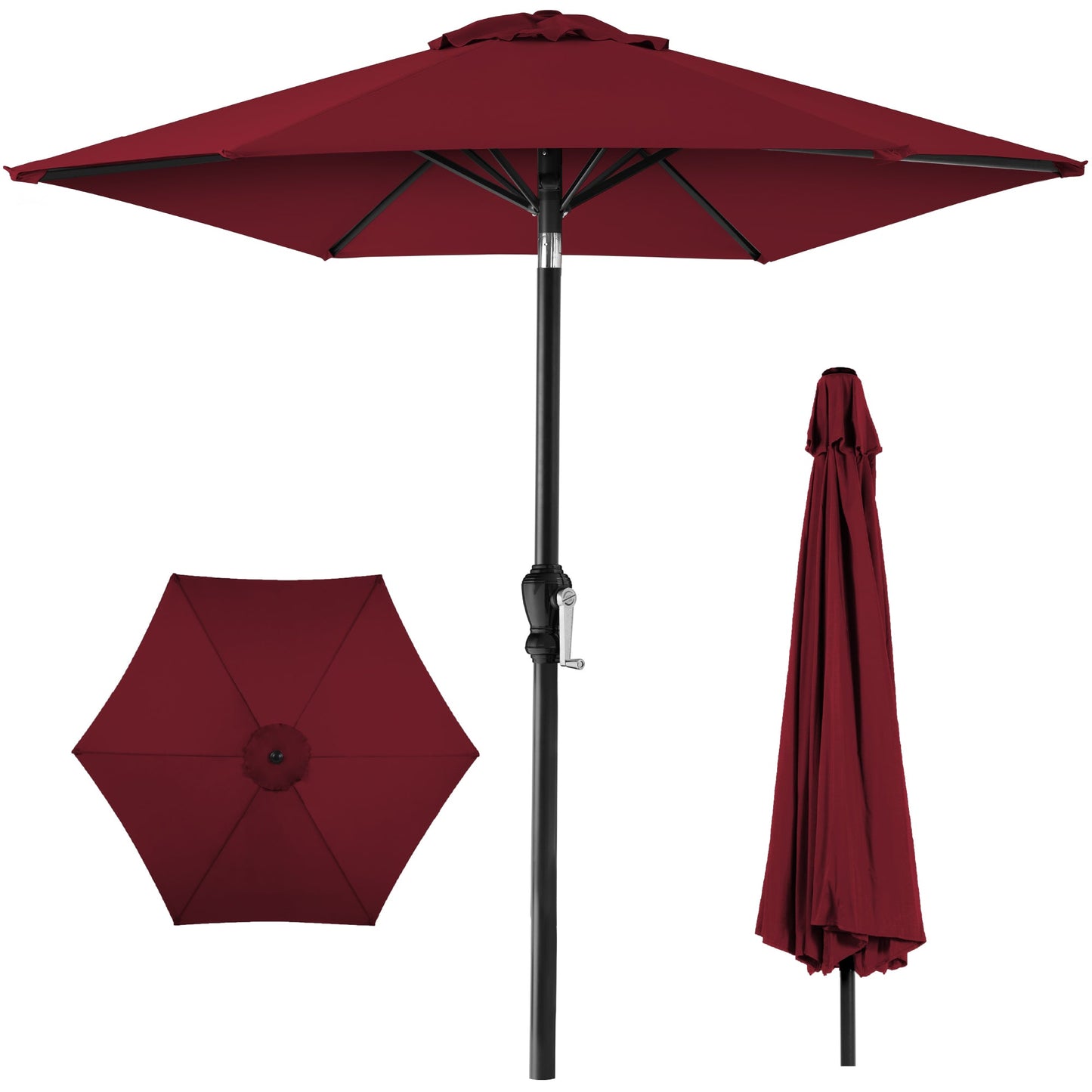 Outdoor Steel Market Patio Umbrella Decoration with Tilt Crank Lift - 10ft with practical outdoor-ready details