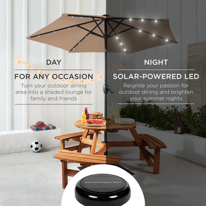 Outdoor Solar Patio Umbrella with Push Button Tilt Crank Lift - 7.5ft designed for patio and backyard use