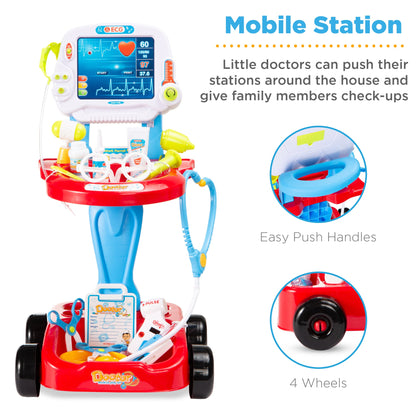 Play Doctor Kit for Kids Boys and Girls with 17 Accessories Mobile Cart designed for kids' playtime and gifts