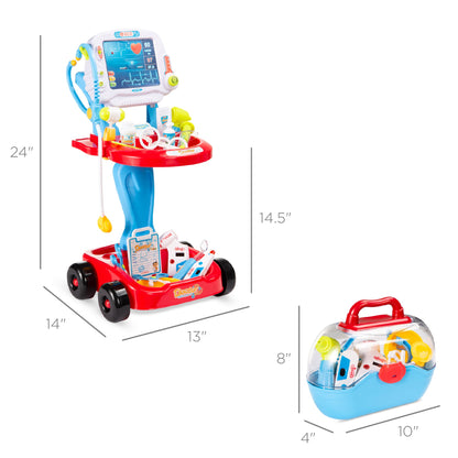 Play Doctor Kit for Kids Boys and Girls with 17 Accessories Mobile Cart designed for kids' playtime and gifts