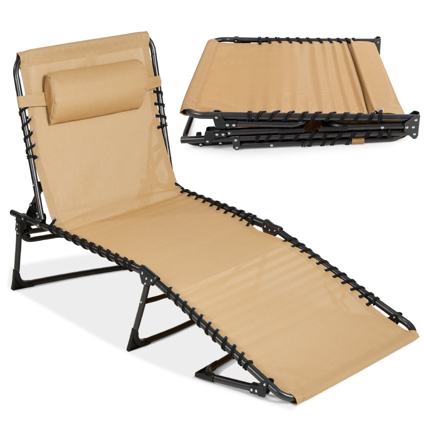 Portable Patio Chaise Lounge Chair Outdoor Recliner with Pillow designed for patio and backyard use