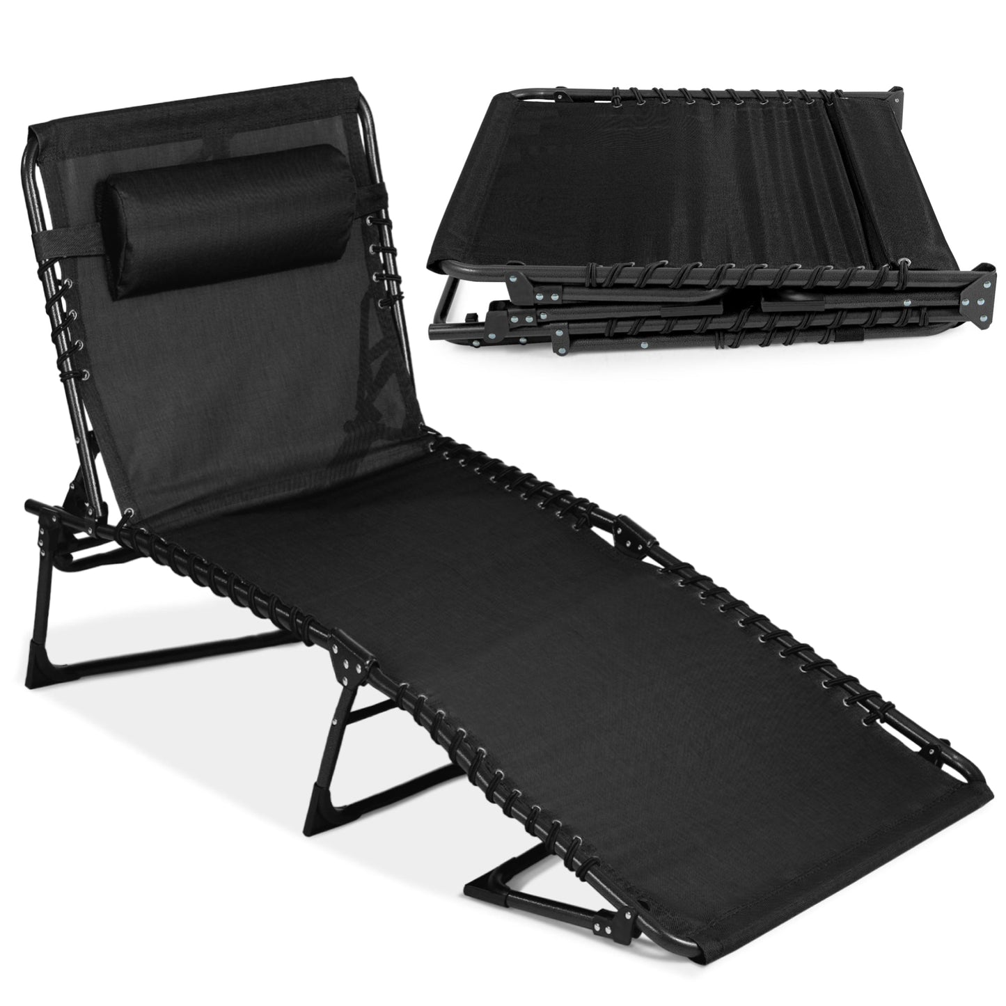Portable Patio Chaise Lounge Chair Outdoor Recliner with Pillow designed for patio and backyard use