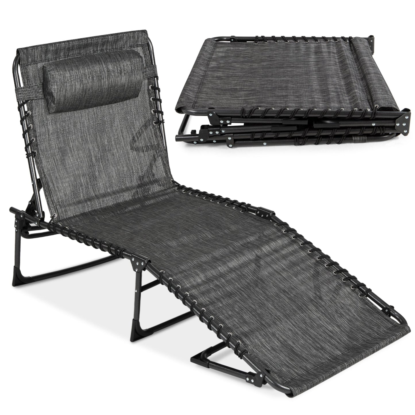 Portable Patio Chaise Lounge Chair Outdoor Recliner with Pillow designed for patio and backyard use