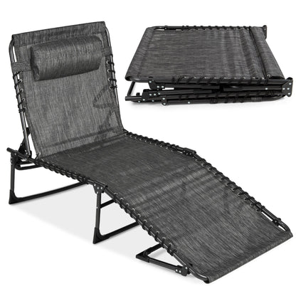 Portable Patio Chaise Lounge Chair Outdoor Recliner with Pillow designed for patio and backyard use