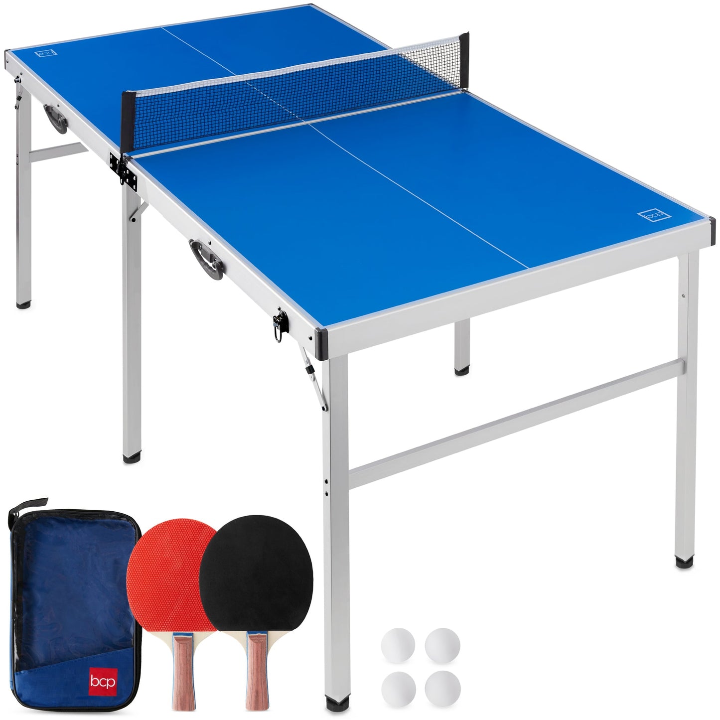 Portable Ping Pong Table Tennis Game Set with Paddles Balls - 6x3ft with fun features for everyday play