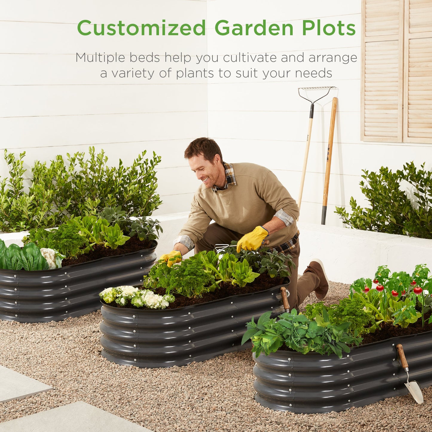 Outdoor Raised Metal Oval Garden Bed Planter Box - 4x2x1ft designed for patio and backyard use