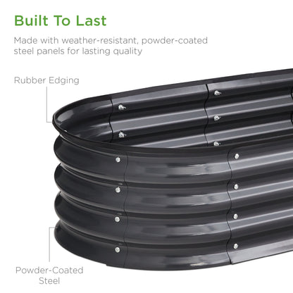 Outdoor Raised Metal Oval Garden Bed Planter Box - 4x2x1ft designed for patio and backyard use