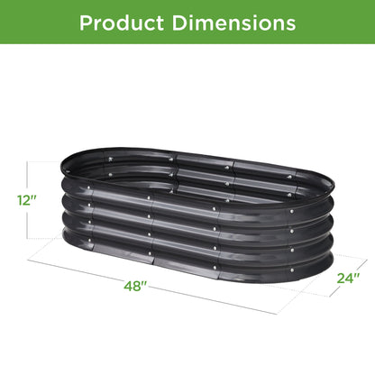 Outdoor Raised Metal Oval Garden Bed Planter Box - 4x2x1ft designed for patio and backyard use