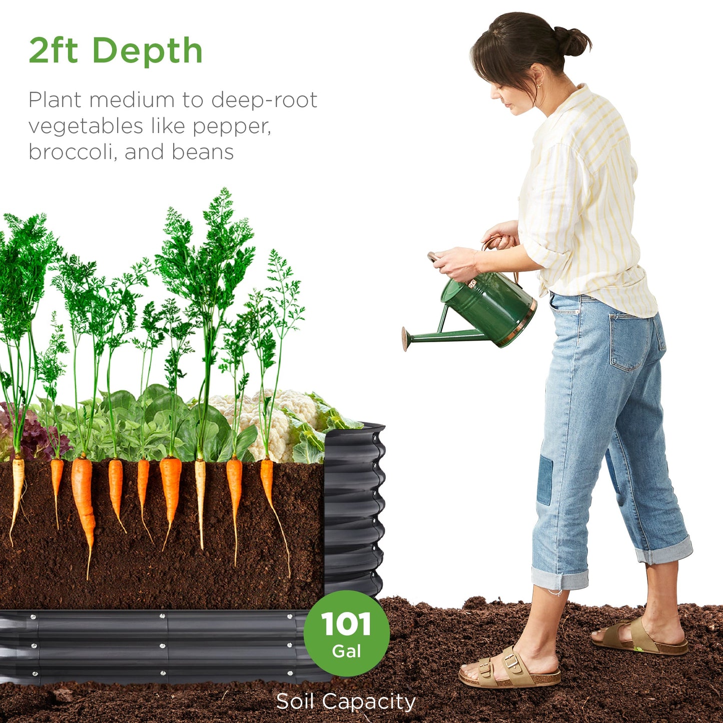 Outdoor Raised Metal Oval Garden Bed Planter Box - 4x2x2ft with practical outdoor-ready details