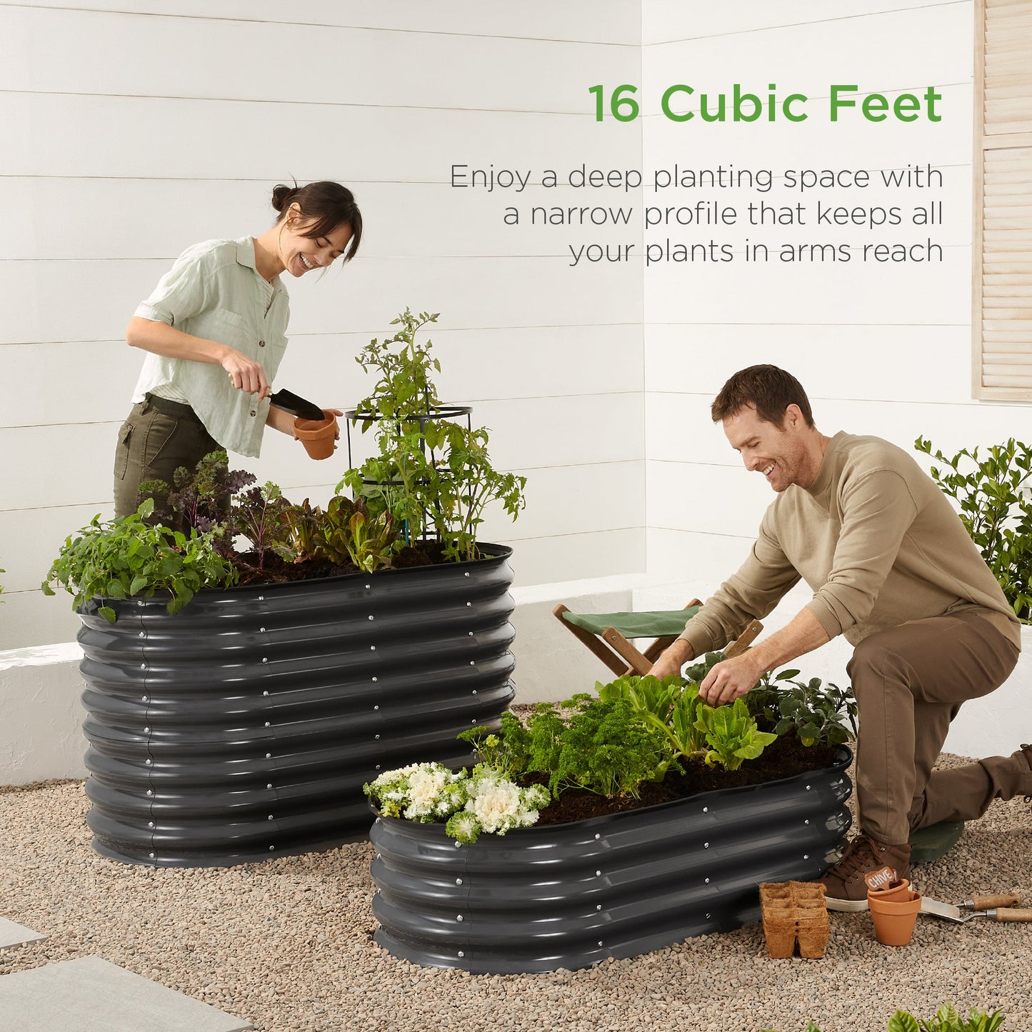 Outdoor Raised Metal Oval Garden Bed Planter Box - 4x2x2ft with practical outdoor-ready details