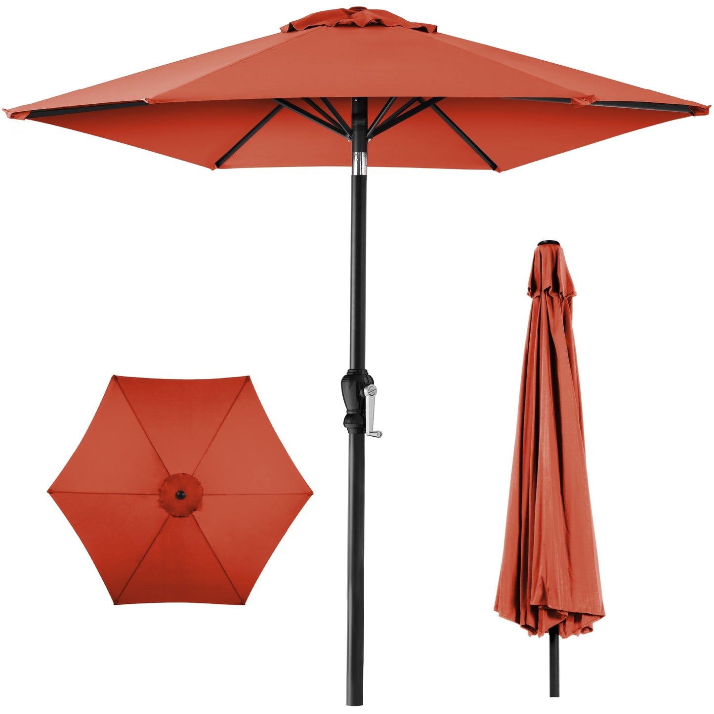 Outdoor Steel Market Patio Umbrella Decoration with Tilt Crank Lift - 10ft with practical outdoor-ready details