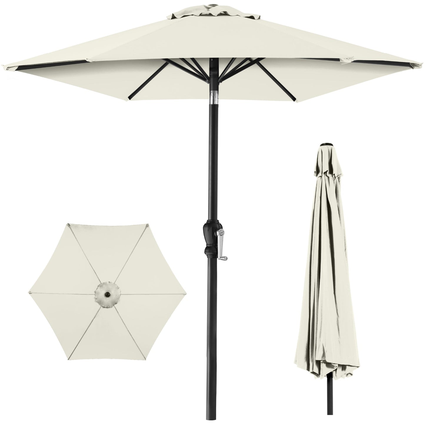 Outdoor Steel Market Patio Umbrella Decoration with Tilt Crank Lift - 10ft with practical outdoor-ready details