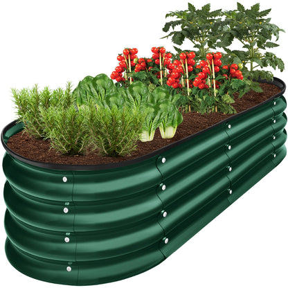 Outdoor Raised Metal Oval Garden Bed Planter Box - 4x2x1ft designed for patio and backyard use